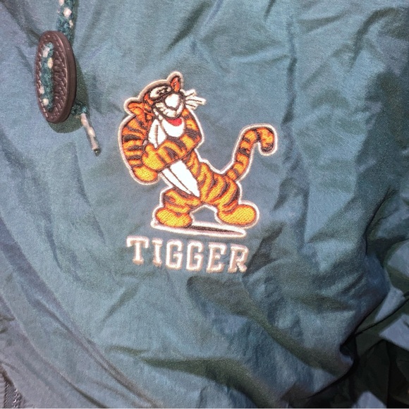 VTG DISNEY STORE XXL Tigger Green Lined Windbreaker Full Zip Hoodie Jacket - Picture 5 of 10